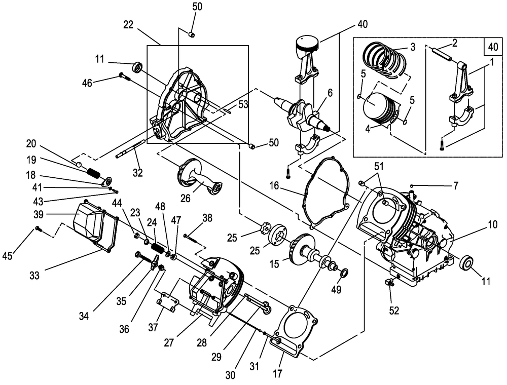 Longblock Parts Diagram and Parts List for 0058821 (6683041 - 7181699)(2012) Generac Generator