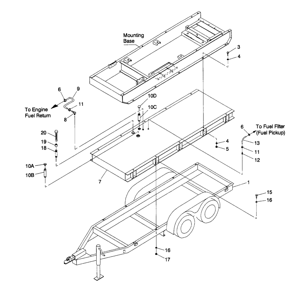 Trailer Diagram and Parts List for 4365-1  Generac Generator