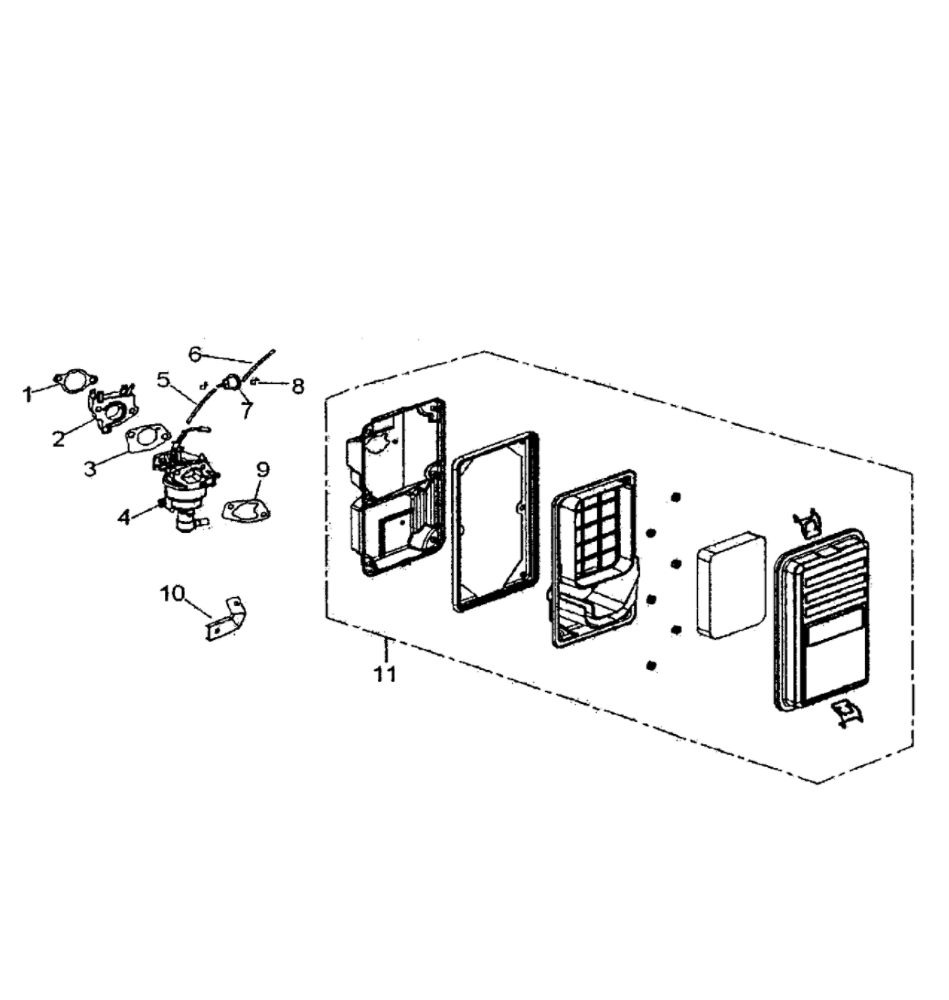 Carburetor Diagram and Parts List for 5943-0  Generac Generator