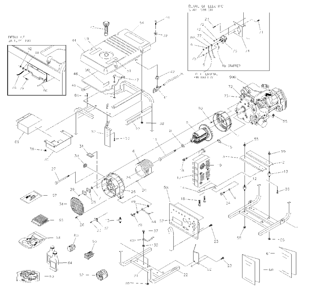 Main Unit Diagram and Parts List for 5500GCX (1786-0)(1786-0) Generac Generator