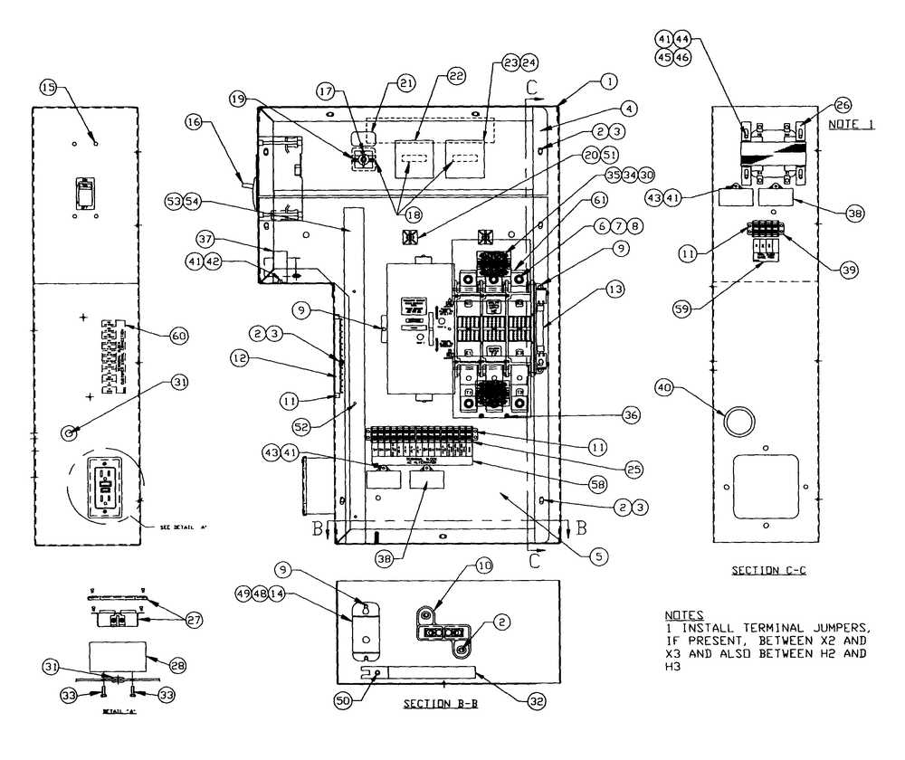 480/277 Volt Control Panel Diagram and Parts List for 4313-1 DG-50 Generac Generator