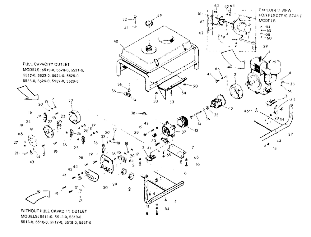 Ac Generator Diagram and Parts List for S4012 (5511-0)(5511-0) Generac Generator