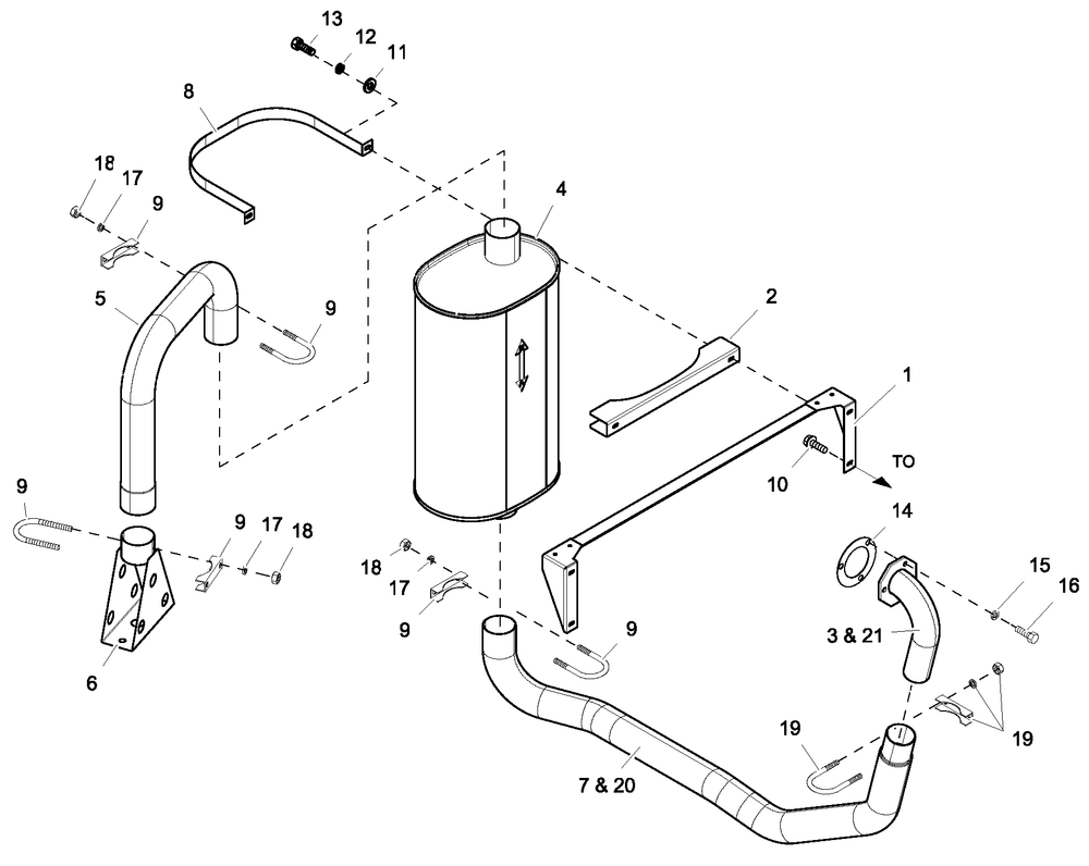 Muffler Exh 2.4l G2 Turbo Diagram and Parts List for HT03524GNAX (6798528)(2011) Generac Generator
