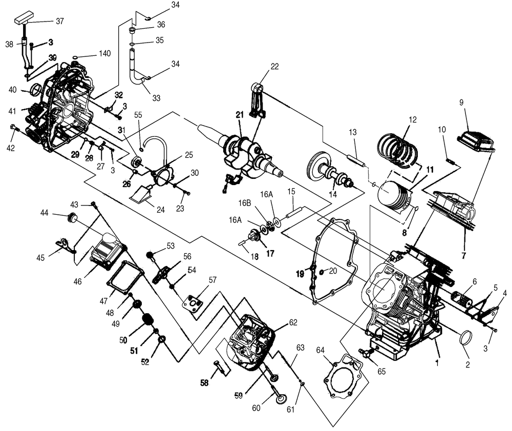 Engine 1 Diagram and Parts List for 0046921 (3877004 - 3877128)(2004) Generac Generator
