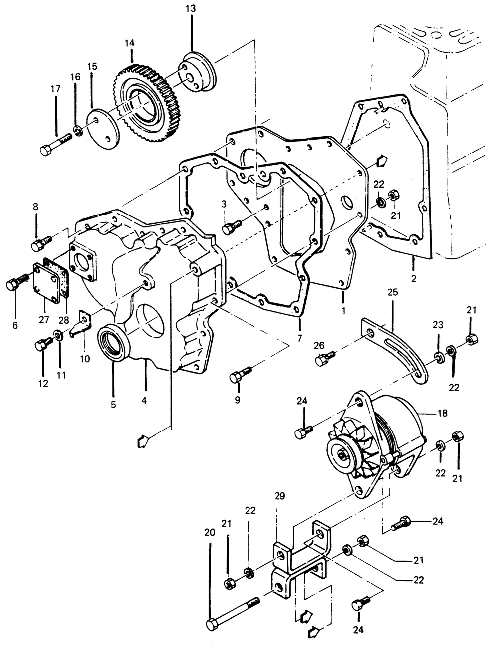 Timing Gear Case Diagram and Parts List for 1010-A  Generac Welder