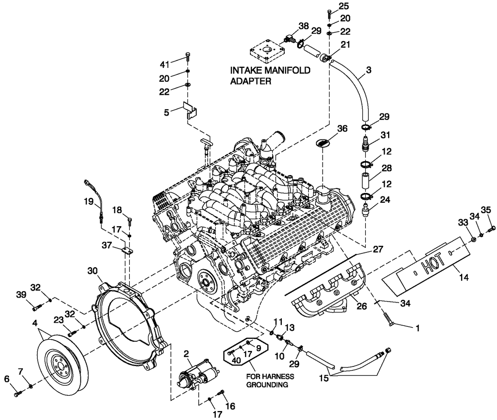 Engine Common Parts R/H Side 4.6l G3 Diagram and Parts List for CT08046ANSN (0707V22030)(2007) Generac Generator