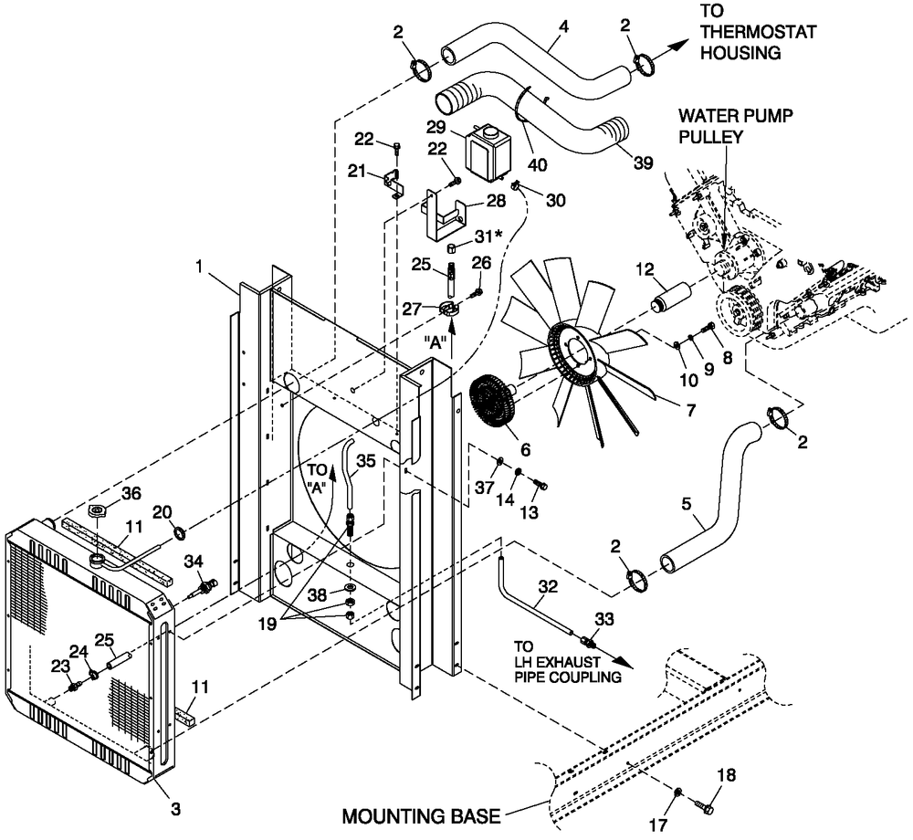 Cooling System 5.4l/6.8l O/S C3 Diagram and Parts List for QT07068ANANA (5217447)(2008) Generac Generator