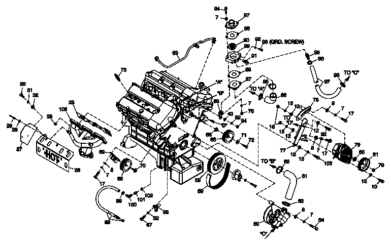 Engine Common Parts 3.0l G14 Diagram and Parts List for CT06030ANAN (1907V23210 - 4807V25565)(2007) Generac Generator