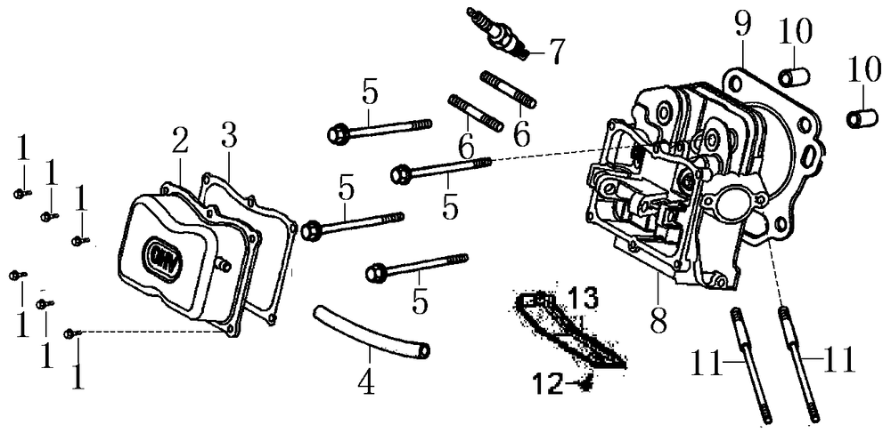 Cylinder Head 2 Diagram and Parts List for 0064260 (7654562A - 7654563A)(2012) Generac Generator