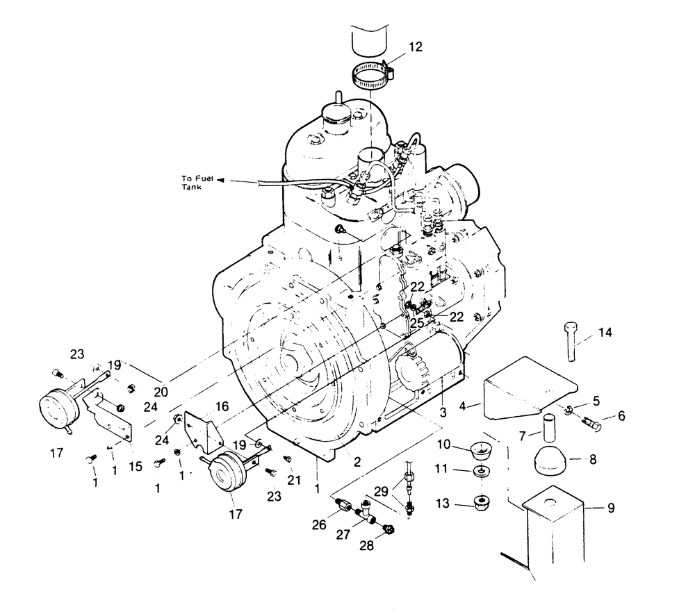 Engine Parts-Injection Pump Side Diagram and Parts List for 1013-A  Generac Welder