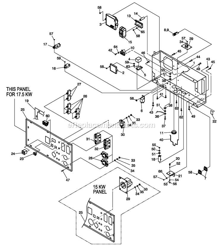 Ev Control Panel Gp 15/17.5 Kw Diagram and Parts List for 0057341 (9366550 - 50069417)(2015) Generac Generator