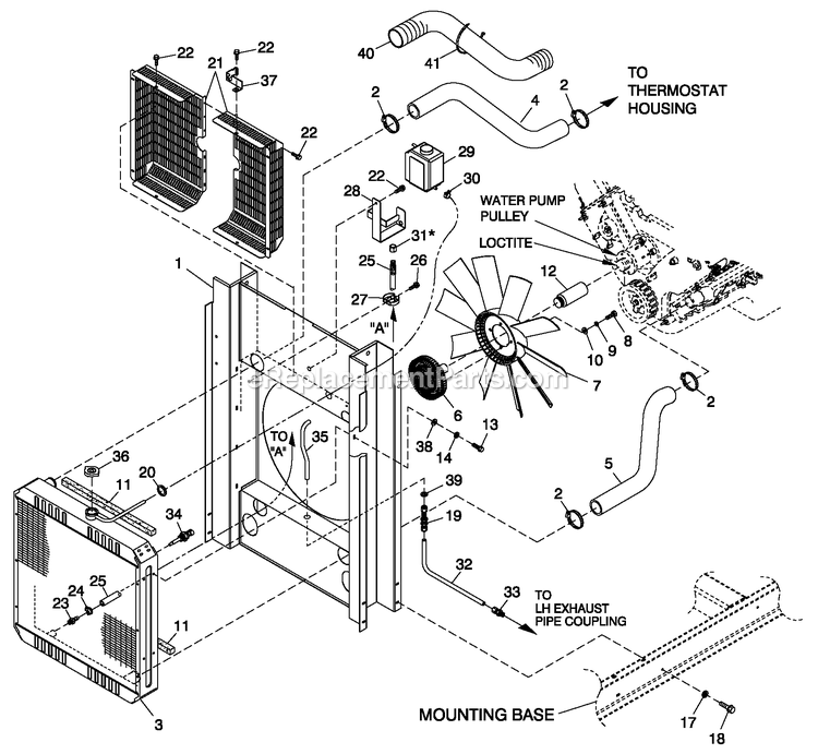 C3 Cooling System And Fan Drive Diagram and Parts List for QT07068GVSNA (6168590)(2010) Generac Generator