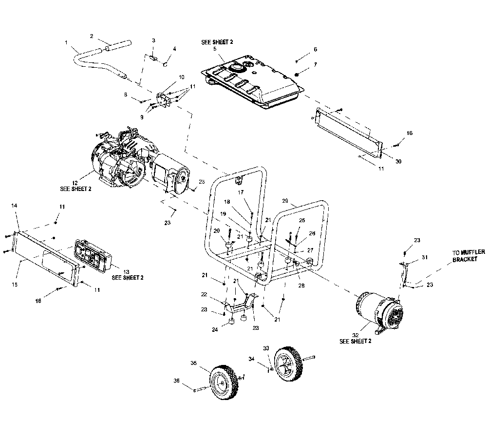 Generator Diagram and Parts List for 5941-1  Generac Generator