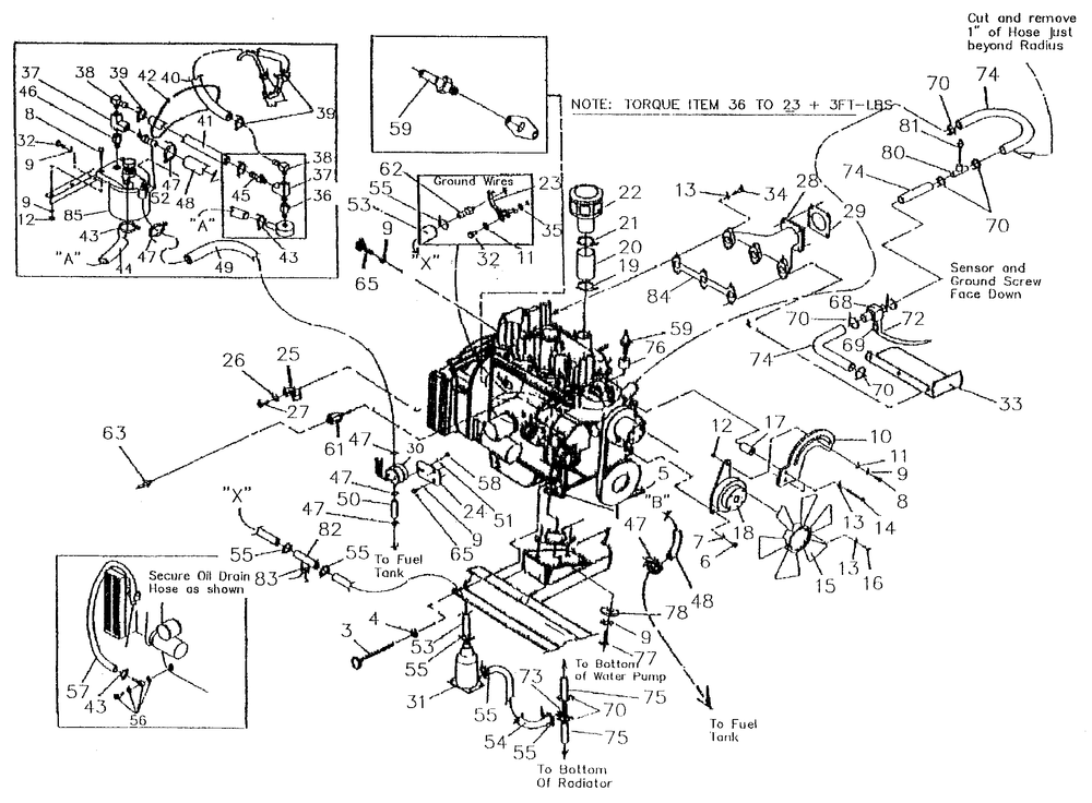 Engine Common Parts Diagram and Parts List for 4136-0  Generac Generator