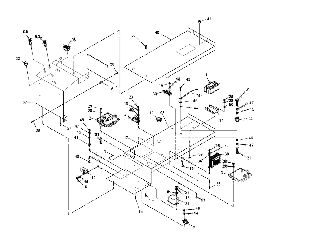 Control Panel Diagram and Parts List for 0043901 (3514453 - 3699533)(2002) Generac Generator