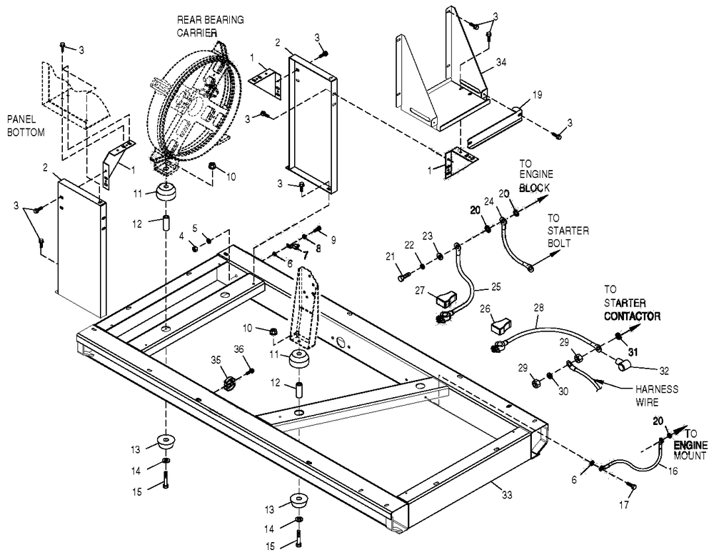 Mounting Base Diagram and Parts List for 0051050 (0505V01172 - 3105V03296)(2005) Generac Generator