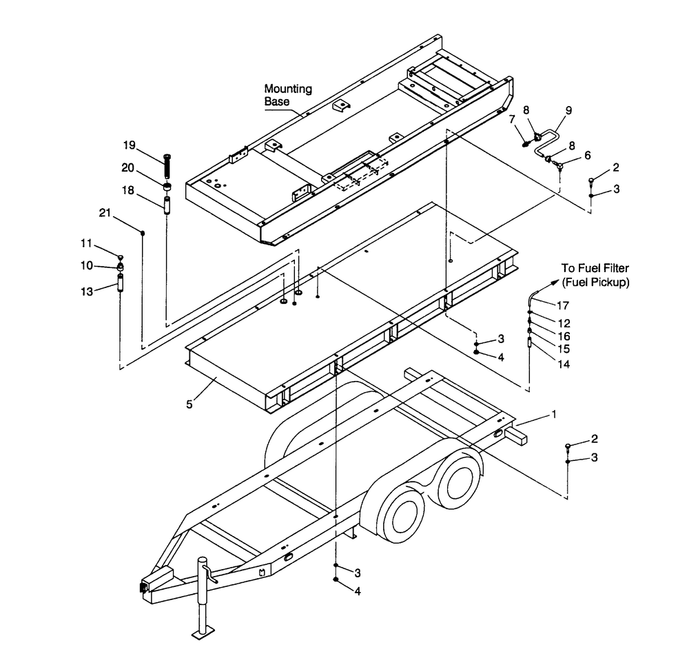 Trailer Diagram and Parts List for 4064-0  Generac Generator