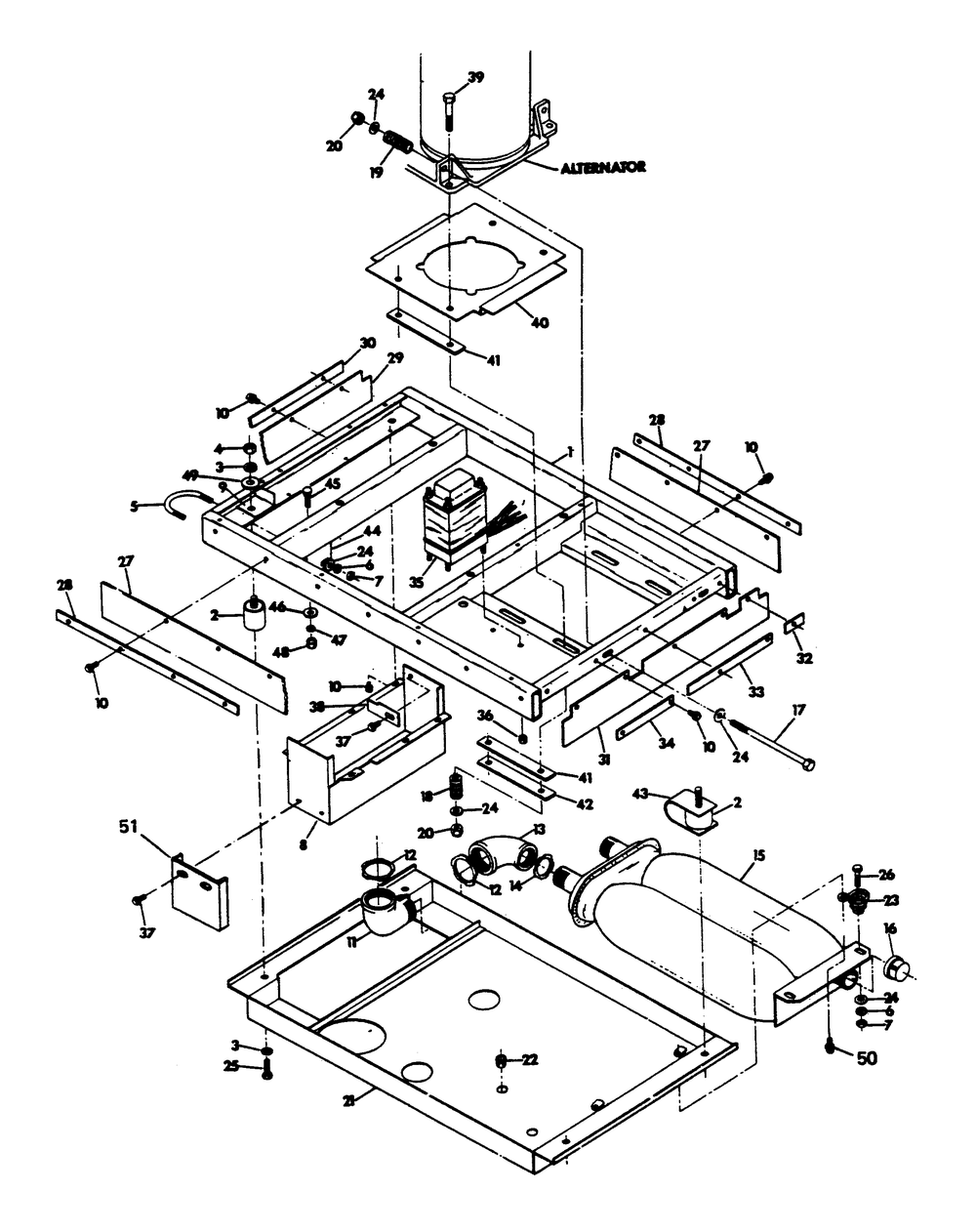 Mounting Base (Part 1) Diagram and Parts List for 6612-0  Generac Generator