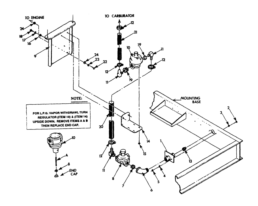 Natural Gas Regulator Or Lp Gas Vapor Withdrawal System Diagram and Parts List for 9303-5  Generac Generator