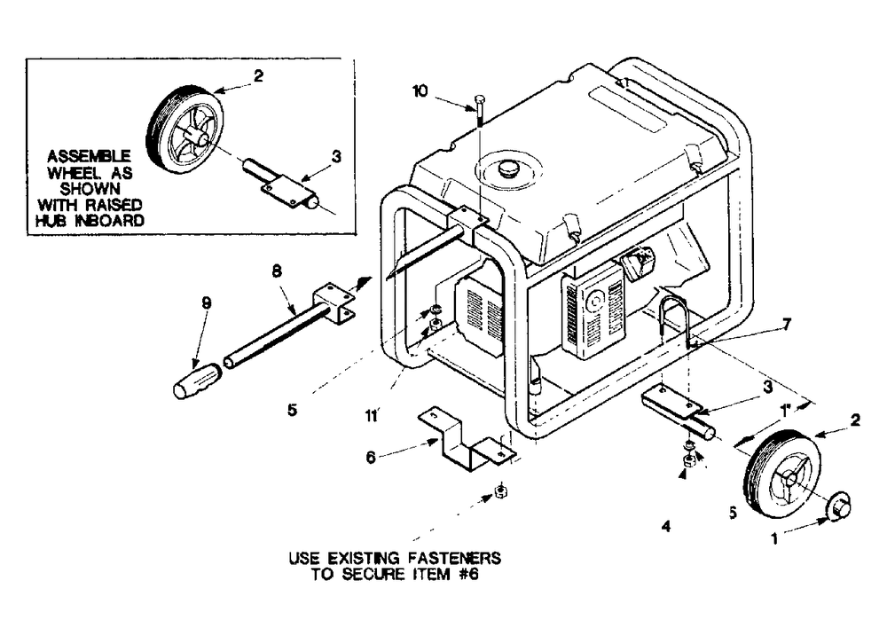 Wheel Kit Diagram and Parts List for 3W741A (9580-0)(9580-0) Generac Generator