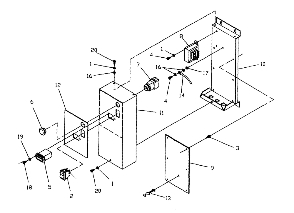 Control Panel Diagram and Parts List for 0613-1  Generac Generator
