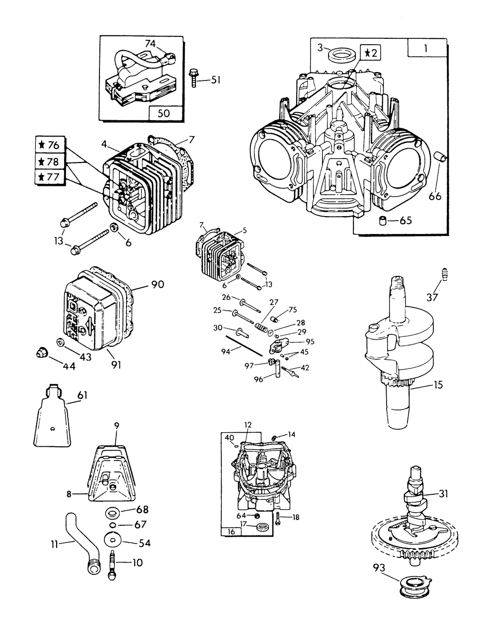 V-Twin Engine Parts (Part 2) Diagram and Parts List for 9424-0  Generac Generator
