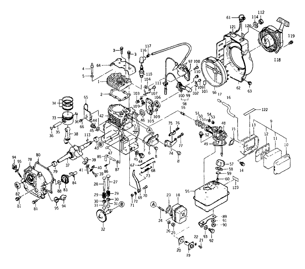 4-Cycle Engine Kawasaki Model Nbr. Fa-76 Diagram and Parts List for S1000 (8838-0)(8838-0) Generac Generator