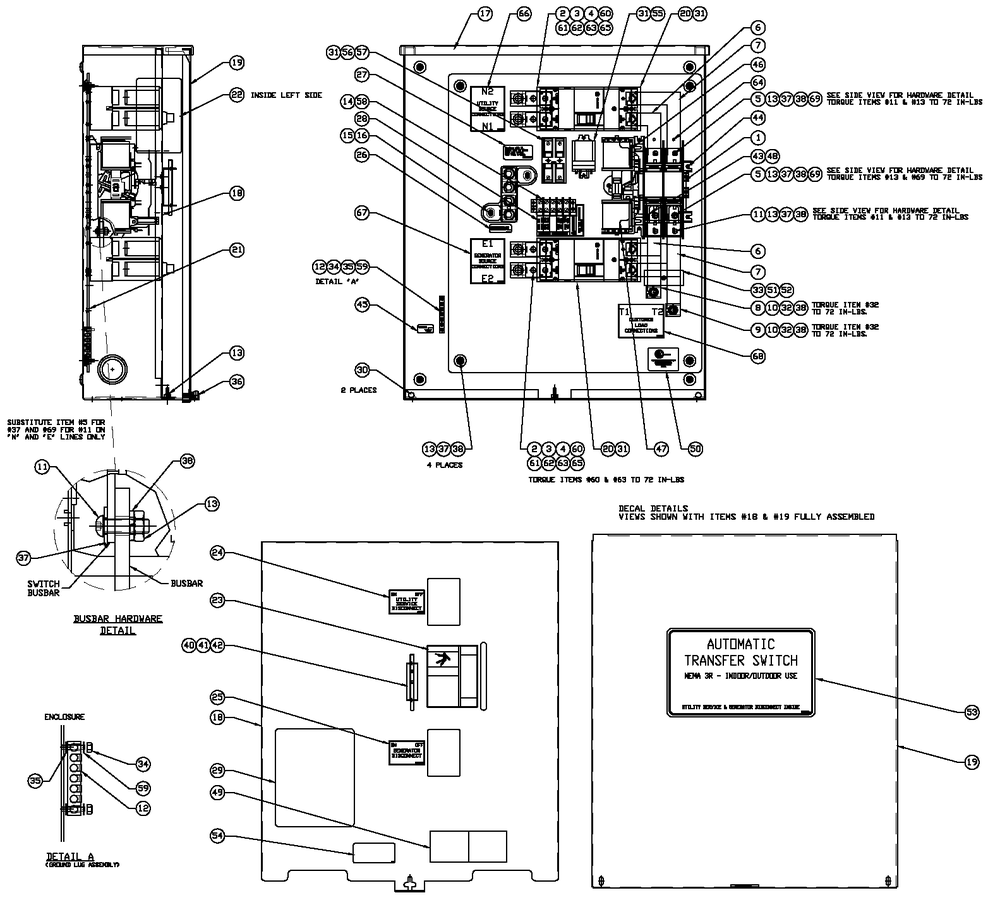 Ev 200a Service Entrance Diagram and Parts List for 0052631 (4838410 - 4838414)(2007) Generac Generator