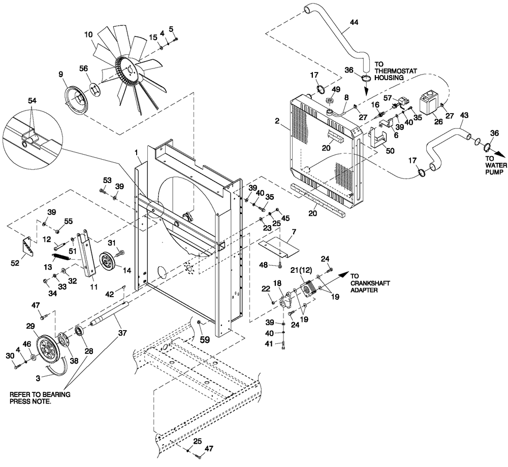 C2 Cooling System And Fan Drive Diagram and Parts List for ET04524ANSX (7143448 - 9277352)(2014) Generac Generator