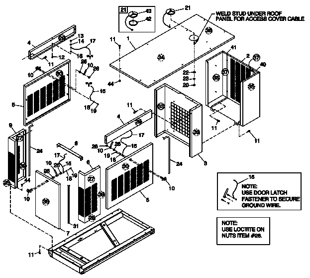 Ev Encl Aco 2.5l G3 Diagram and Parts List for 0050540 (3971328)(2004) Generac Generator