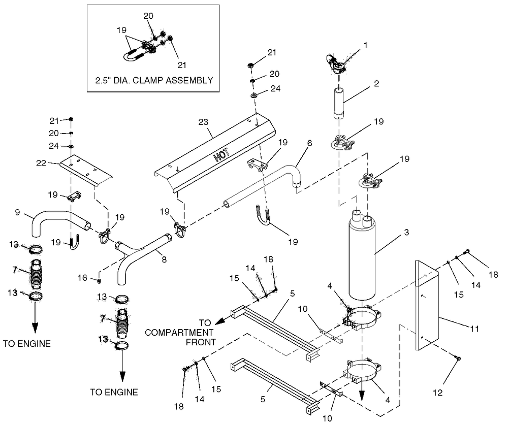 4.3l Exhaust Diagram and Parts List for 0047481 (3768061 - 3813080)(2003) Generac Generator