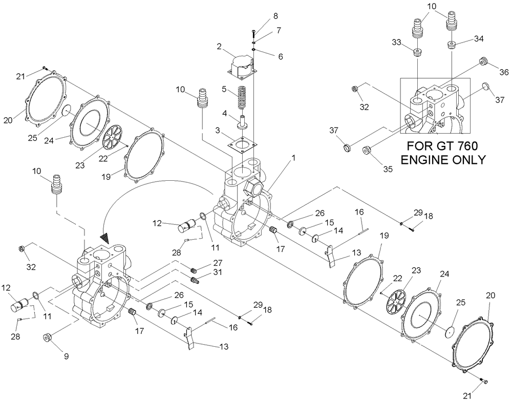 Gas Regulator Diagram and Parts List for 0046751 (3765528 - 3778807)(2003) Generac Generator