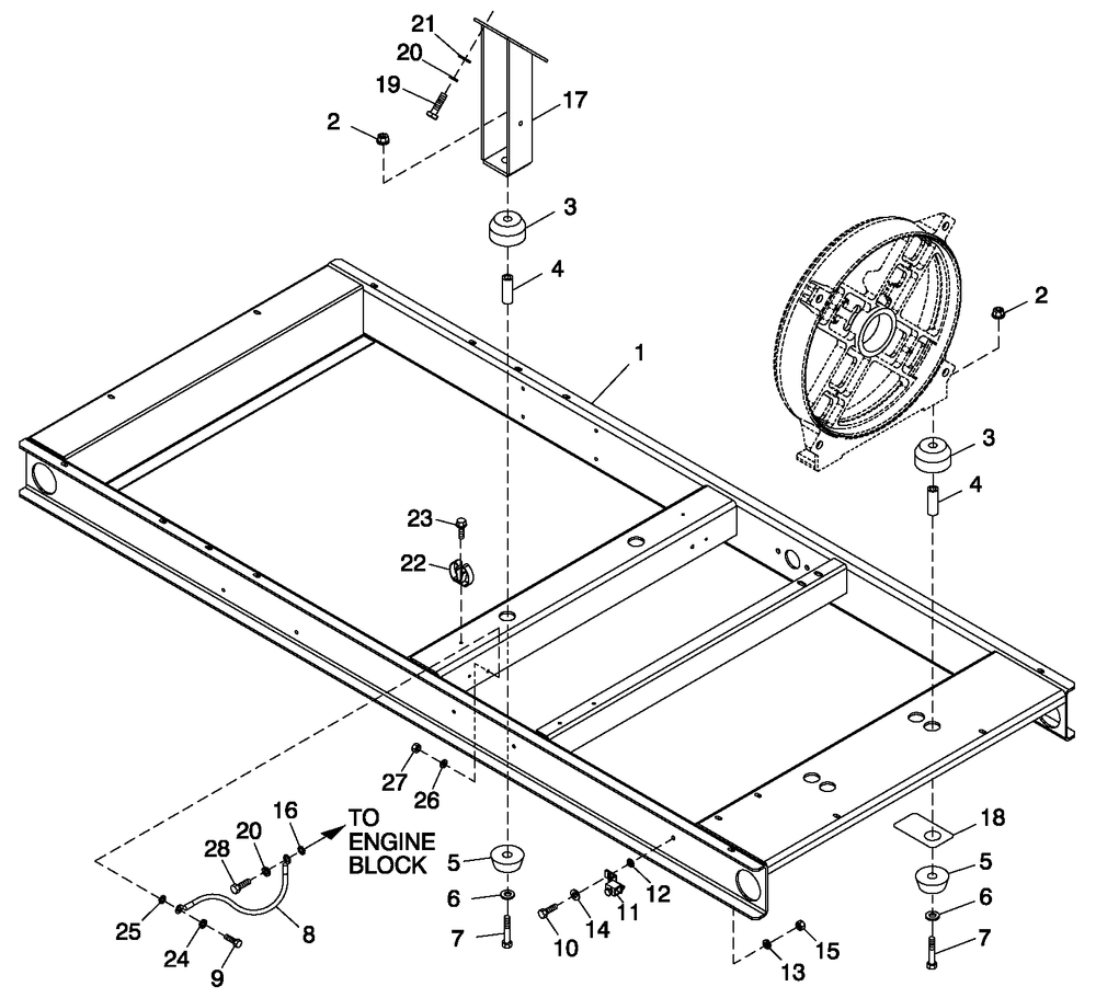 Mounting Base Diagram and Parts List for QT04039AVAN (4230737 - 4230740)(2005) Generac Generator