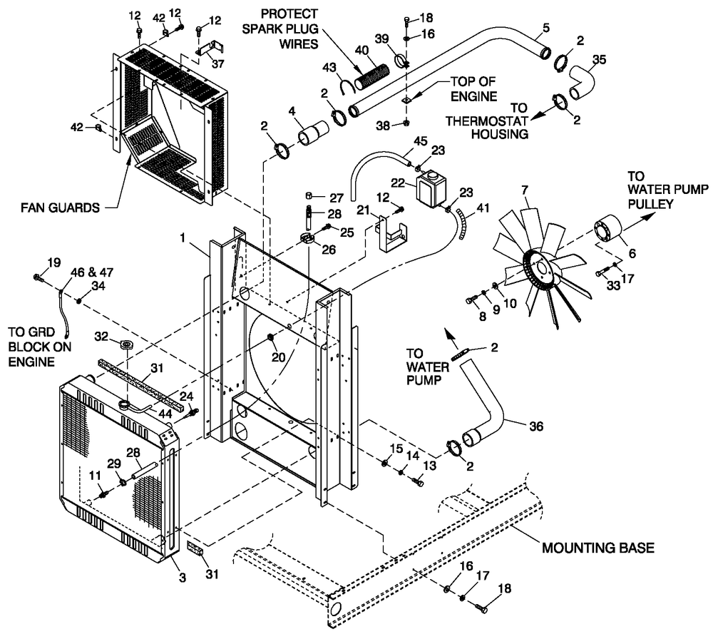 Ev Cool Sys And Fan 4.2l G3 Tele Diagram and Parts List for 0057091 (5304977)(2009) Generac Generator