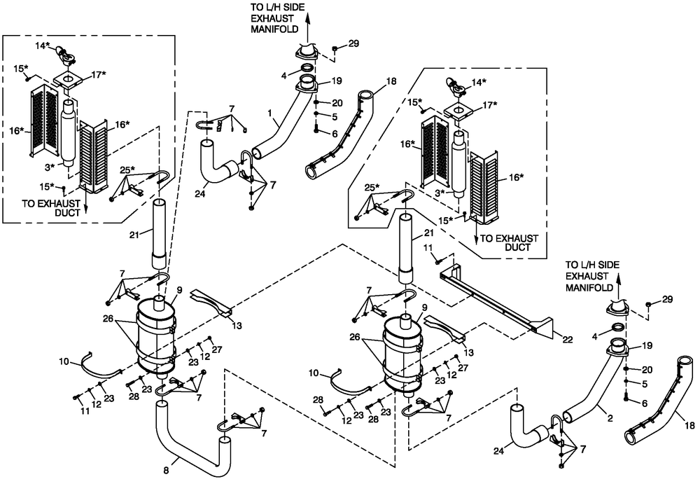 Muffler 5.4l/6.8l Cpl Exhaust C5 Diagram and Parts List for ST08046AVSN (4699641)(2007) Generac Generator