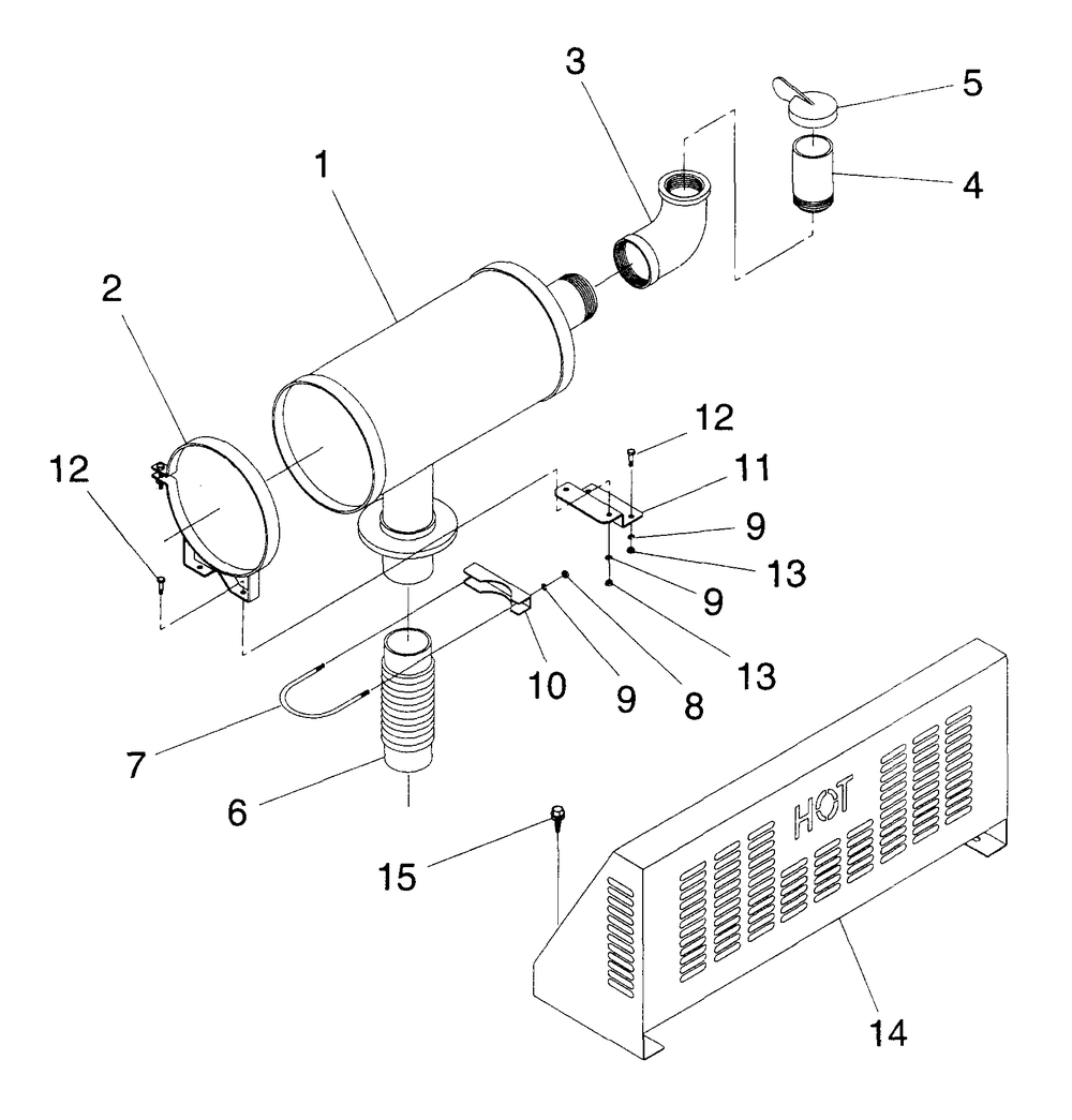 Muffler (15 And 20 Kw) Diagram and Parts List for 4188-1  Generac Generator