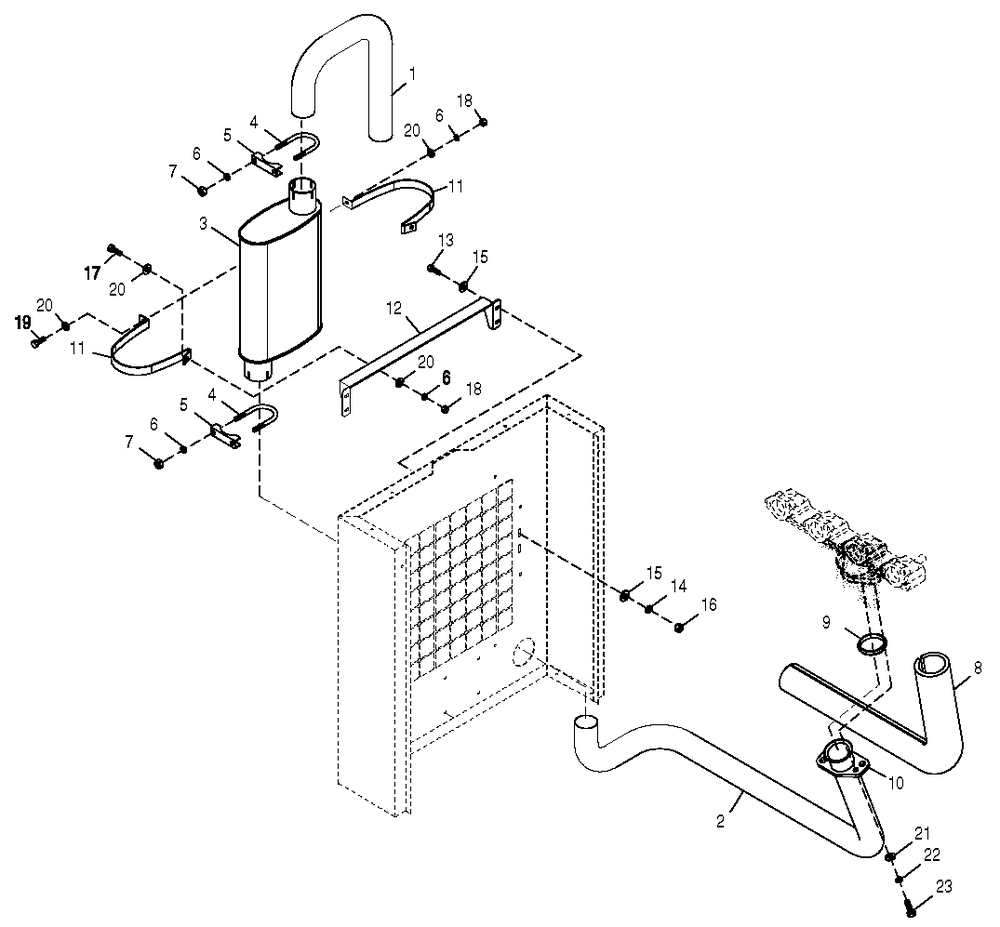 Muffler Diagram and Parts List for 0049900 G26 2014-11-24 3956988 - 412014 Generac Generator