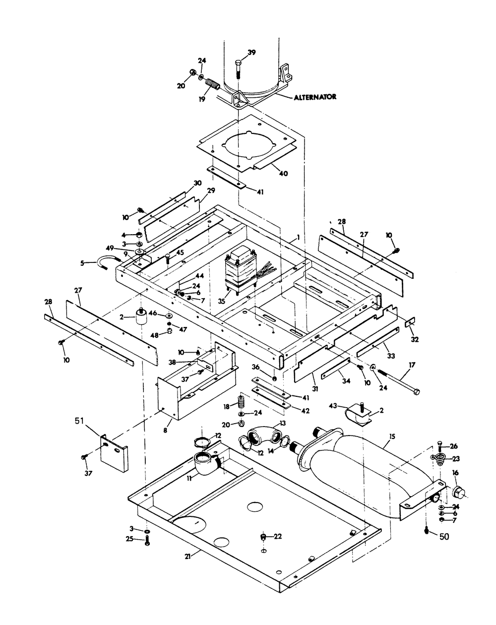 Mounting Base Diagram and Parts List for 6245-6  Generac Generator