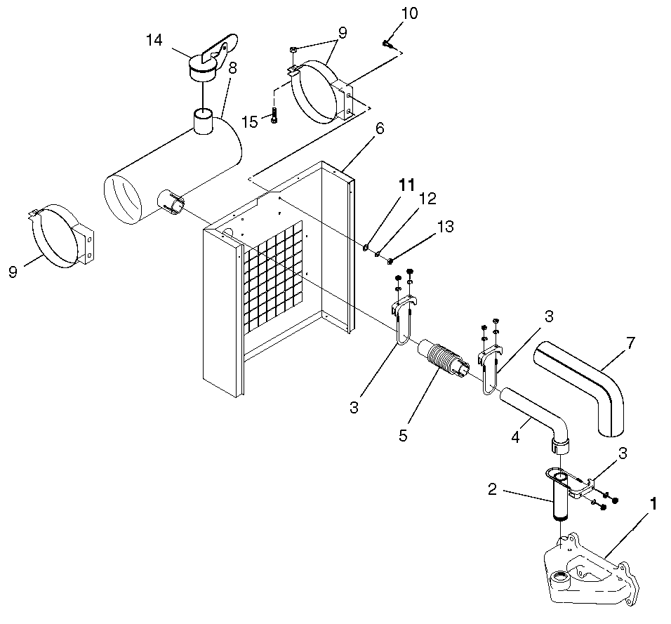Muffler Diagram and Parts List for 0049132 (3797302 - 3797704)(2003) Generac Generator