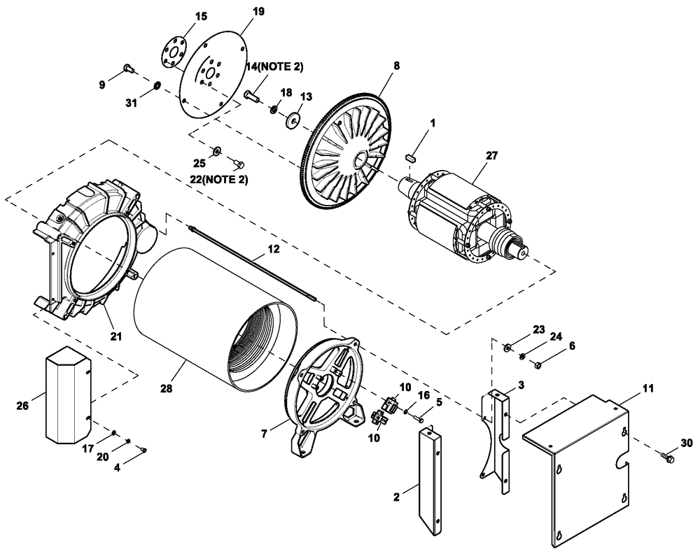 Ev Alt Common Parts Diagram and Parts List for ET03015JNSX (6939858)(2012) Generac Generator