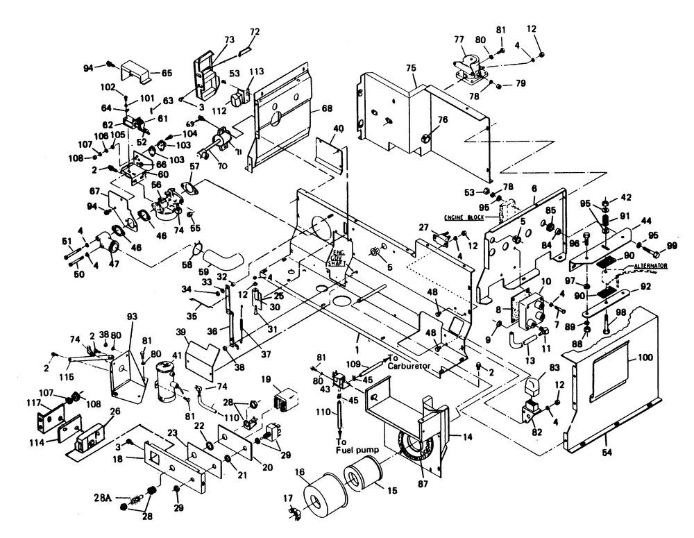Engine Shrouding Diagram and Parts List for 6612-0  Generac Generator