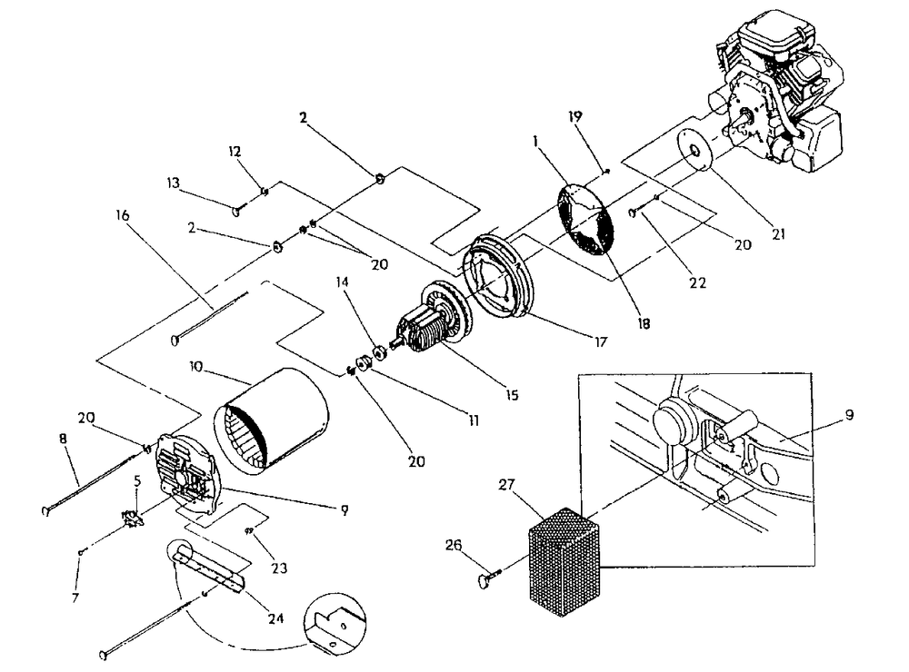 Generator Diagram and Parts List for GN11003E (0496-0)(0496-0) Generac Generator