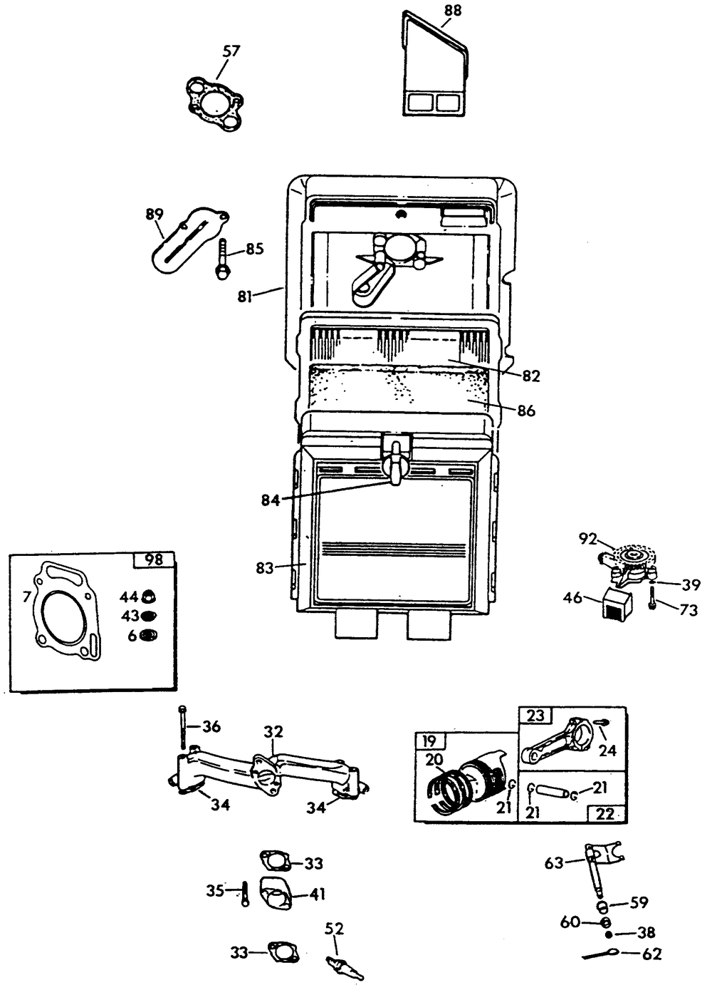 Engine Common Parts 1 Diagram and Parts List for 9592-2  Generac Generator