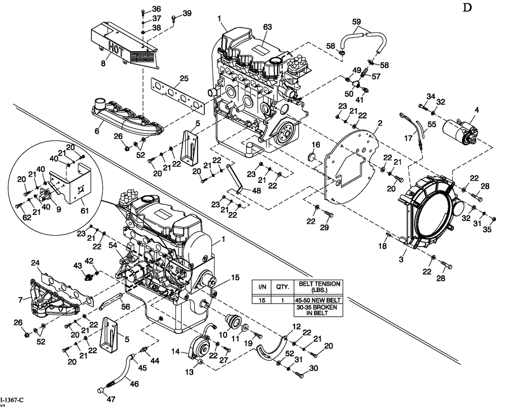 Engine Common Parts 1.6l Diagram and Parts List for 0053990 (4797358 - 4804754)(2007) Generac Generator