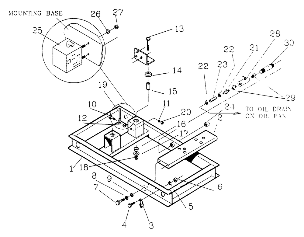 Mounting Base Diagram and Parts List for 9604-1  Generac Generator