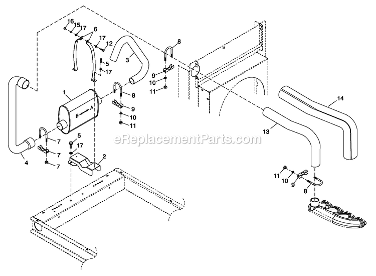 Ev Exhaust System 1.6l (1) Diagram and Parts List for QT02016GNSN (5059275)(2008) Generac Generator