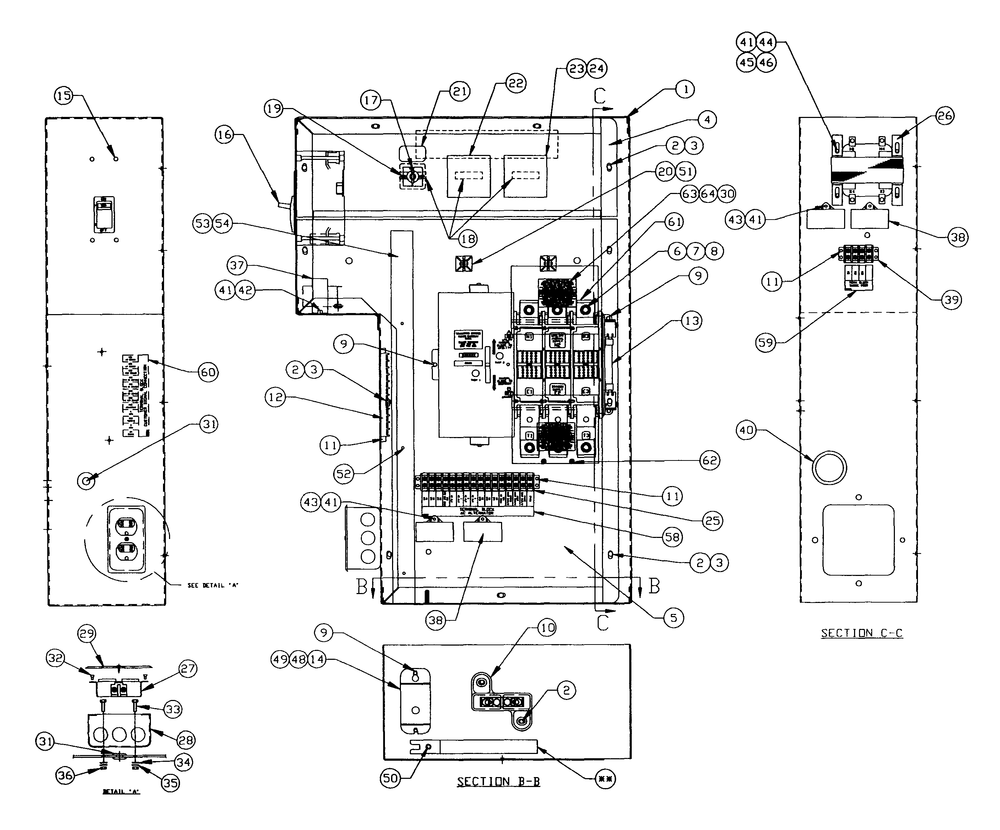 480/277 Volt Control Panel Diagram and Parts List for 4313-0 DG-50 Generac Generator