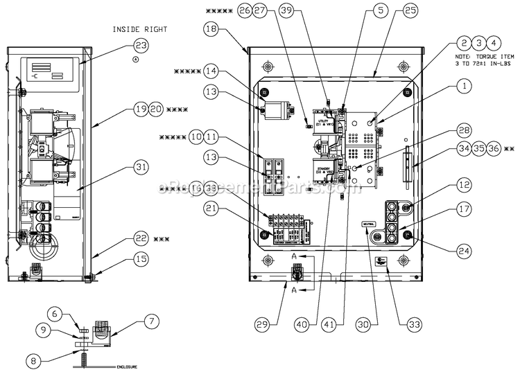 Ev Rts Nema3r 200a/120/240v Diagram and Parts List for RTSN100A3 (4927416 - 4927805)(2007) Generac Generator
