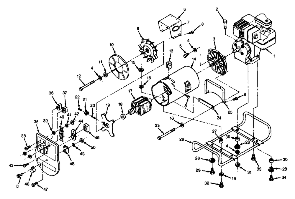 Replacement Parts For Model 5w261 And 5w262 Diagram and Parts List for 5W261 (8917-0)(8917-0) Generac Generator