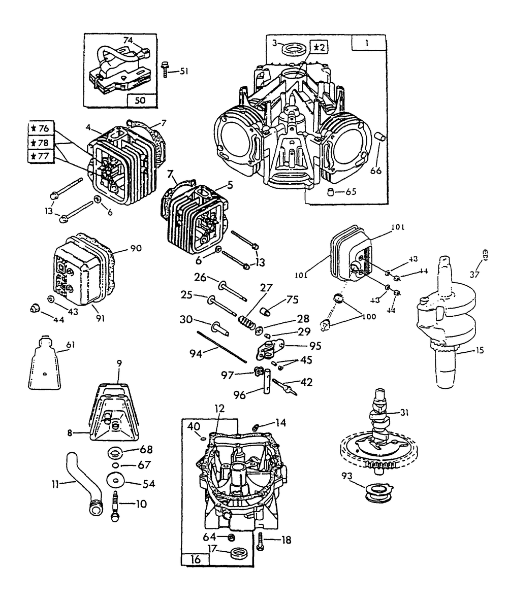 Gn-750 Engine (Part 2) Diagram and Parts List for 0784-0  Generac Generator